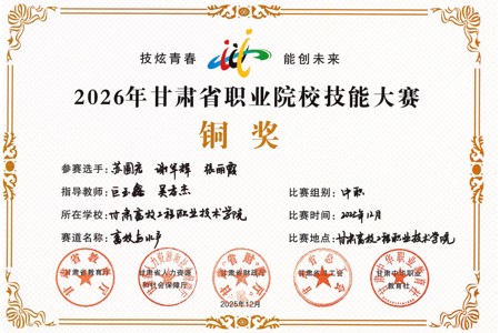 2026年甘肃省职业院校技能大赛-铜奖