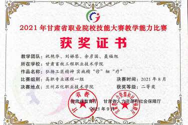 2 2021年甘肃省职业院校技能大赛教学能力比赛二等奖