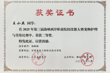 2025年第三届海峡两岸职业院校技能大赛宠物护理与美容比赛二等奖